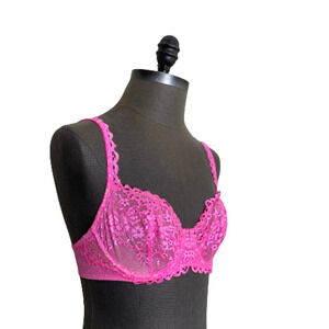 Victoria's Secret Unlined Demi Bra Bright Pink size 32D